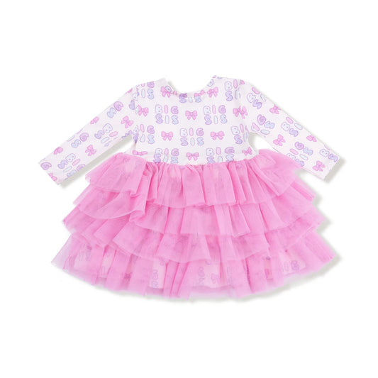 Big sis l/s layered tulle dress