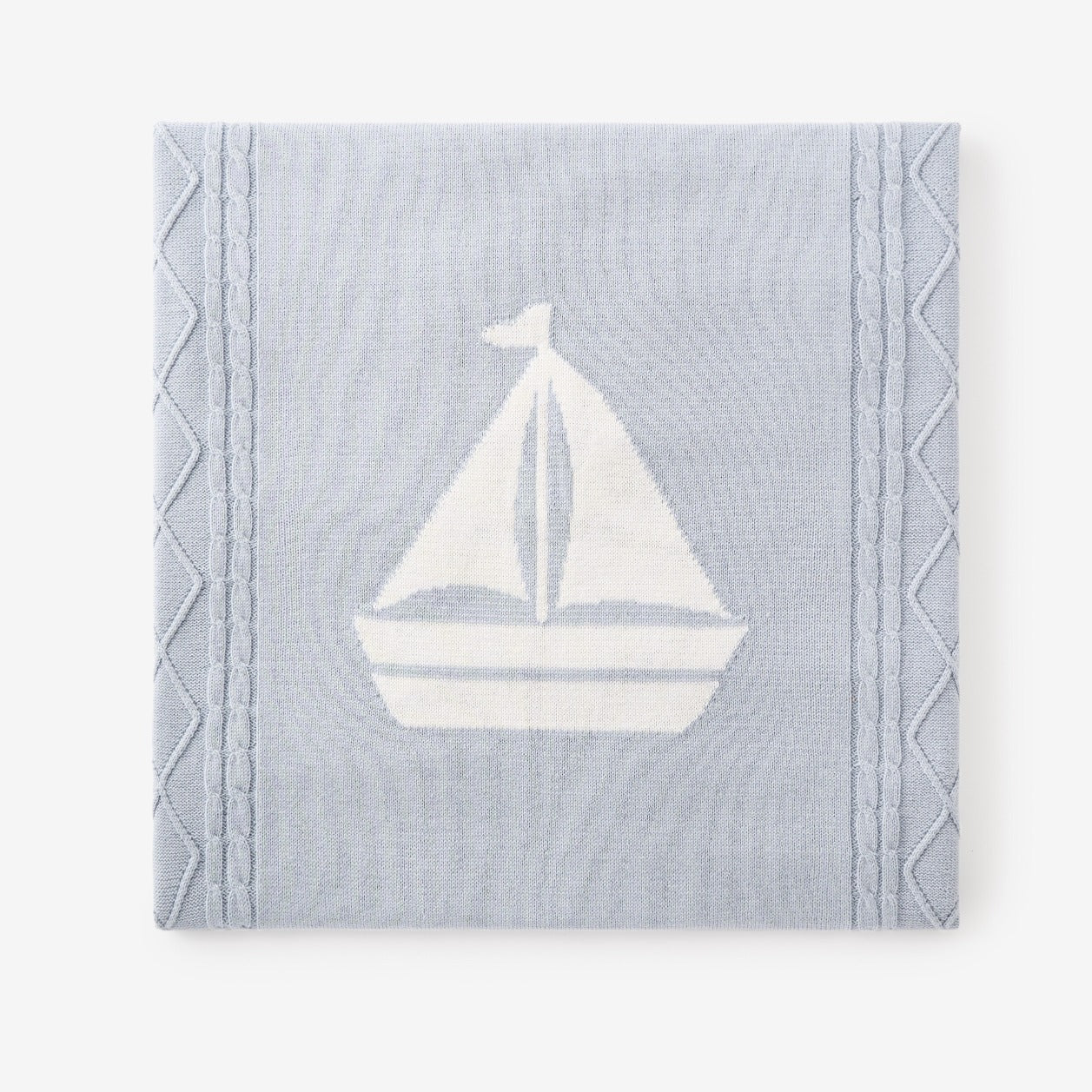 Nautical intarsia cable blanket