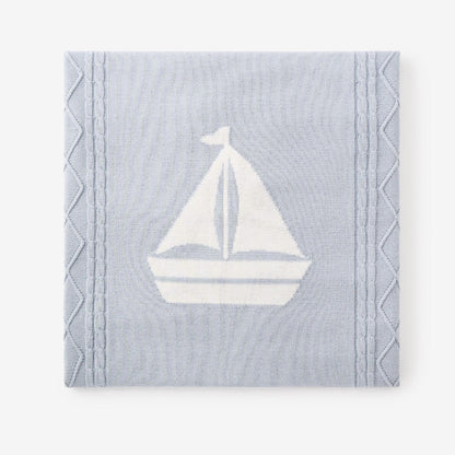 Nautical intarsia cable blanket