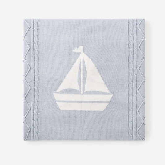 Nautical intarsia cable blanket