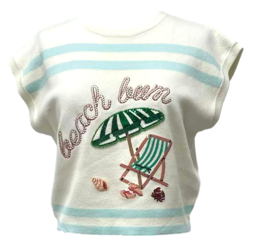 Beach bum umbrella & chair striped top