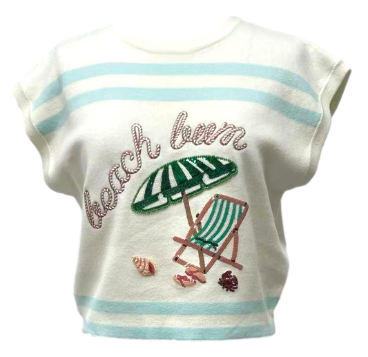 Beach bum umbrella & chair striped top