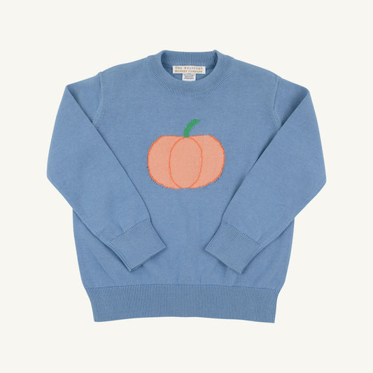 Isaacs intarsia sweater - pumpkin/barrington blue