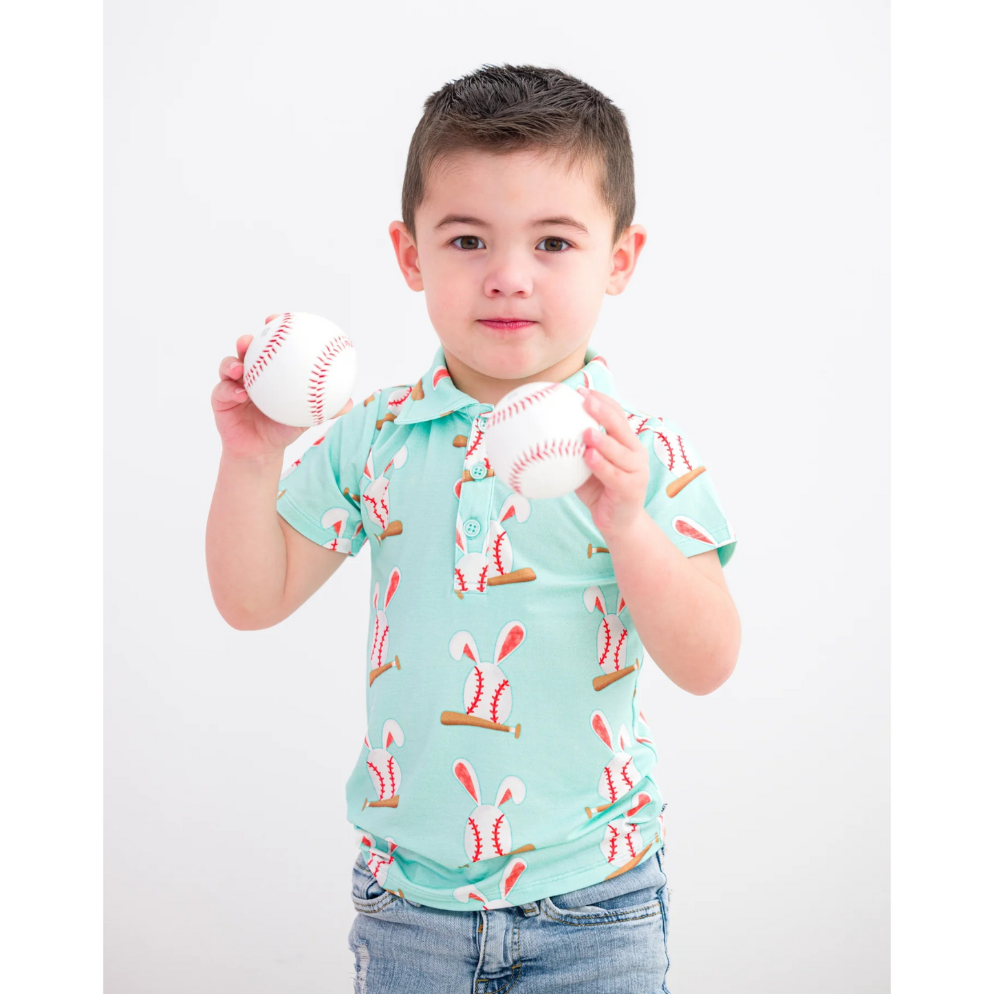 Baseball bunnies polo - blue