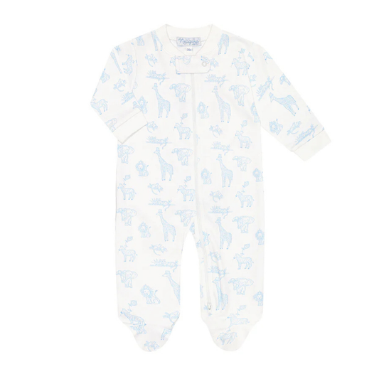 Blue safari zipper footie