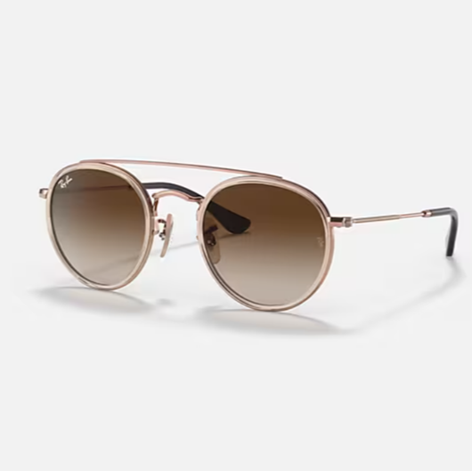 Rayban Round Double Bridge - light brown/gradient brown