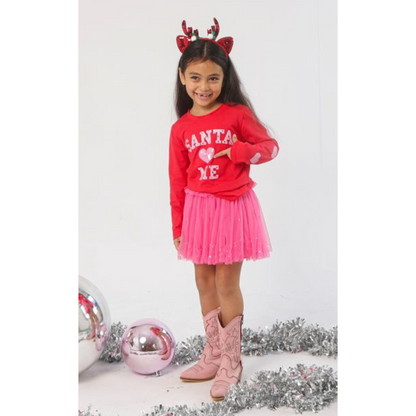 Santa heart me l/s tee - red