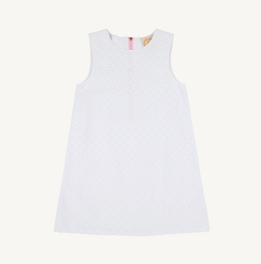 Sleeveless betts bow dress eyelet - worth ave white