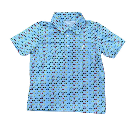 Miles perf. s/s polo - blue golf cart