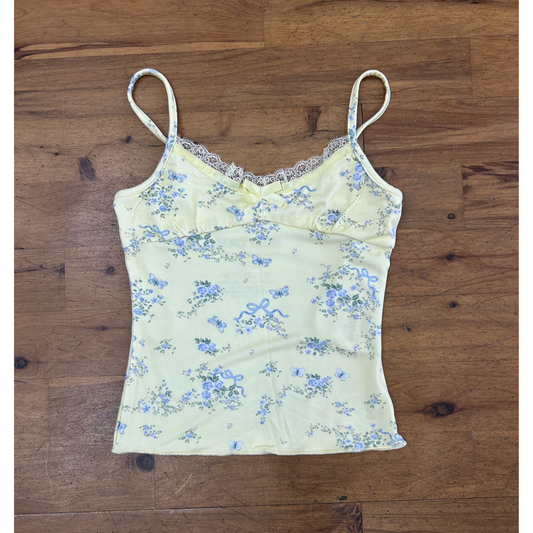 Knit cami - yellow ditsy butterfly