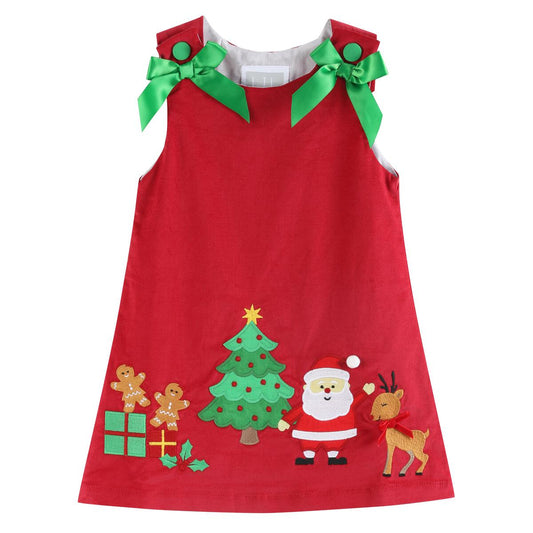 Christmas applique bow dress