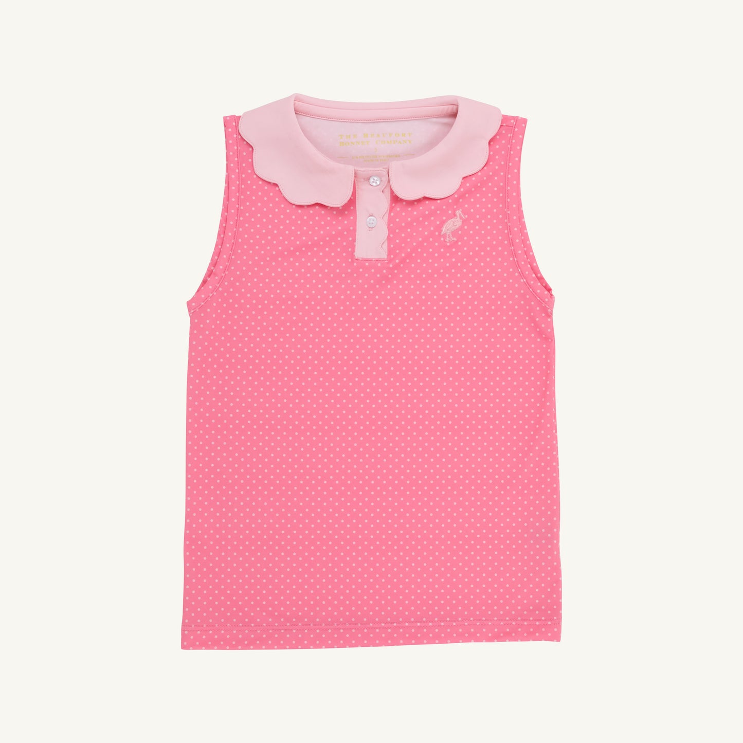 Prepletic sleeveless preppy polo - romany rose microdot/sppink