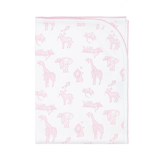 Pink safari receiving blanket