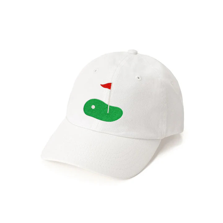 Golf tee flag baseball hat - white