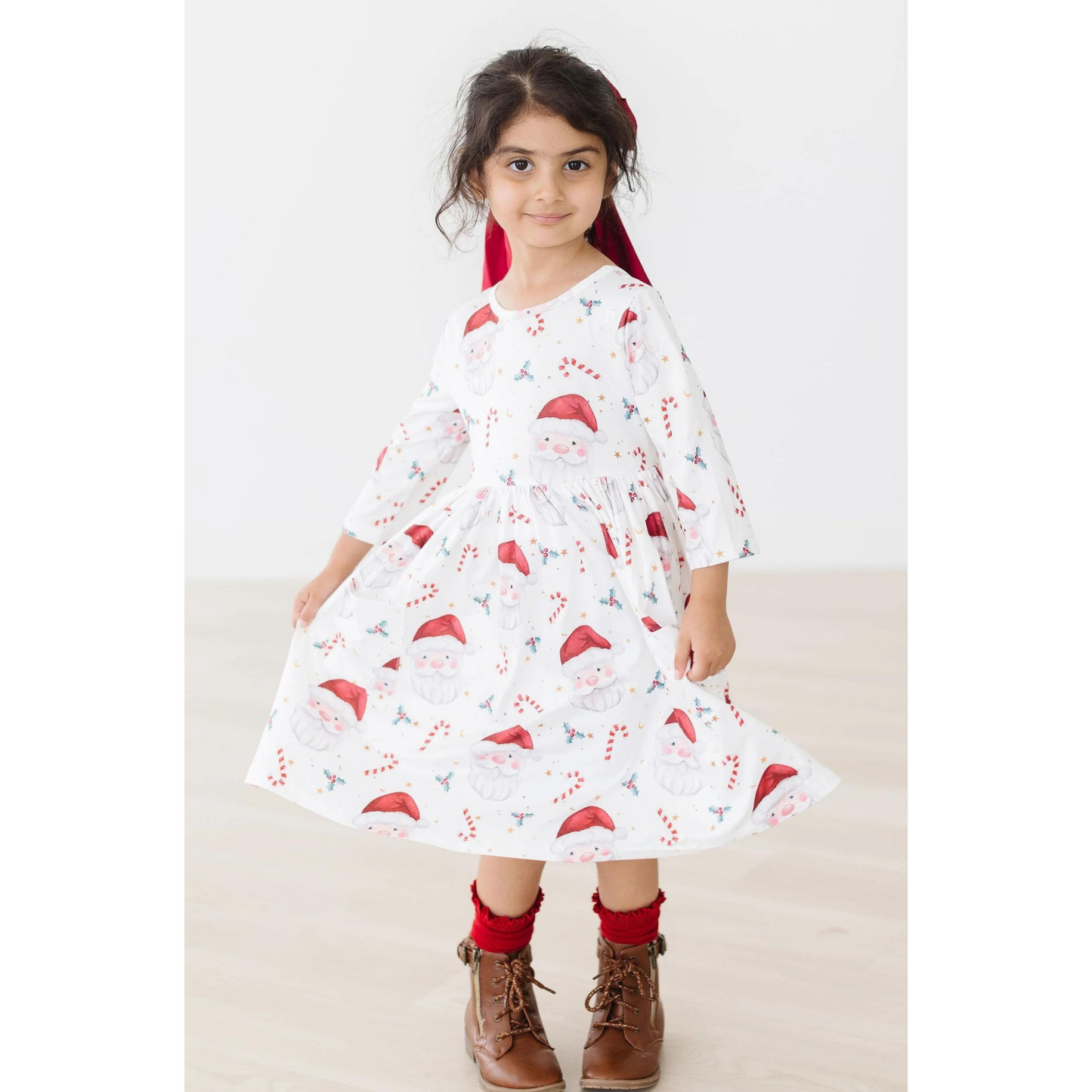 Mistletoe magic 3/4 sleeve pocket twirl dress