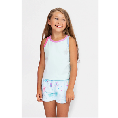 Rhinestone star tank top - light blue