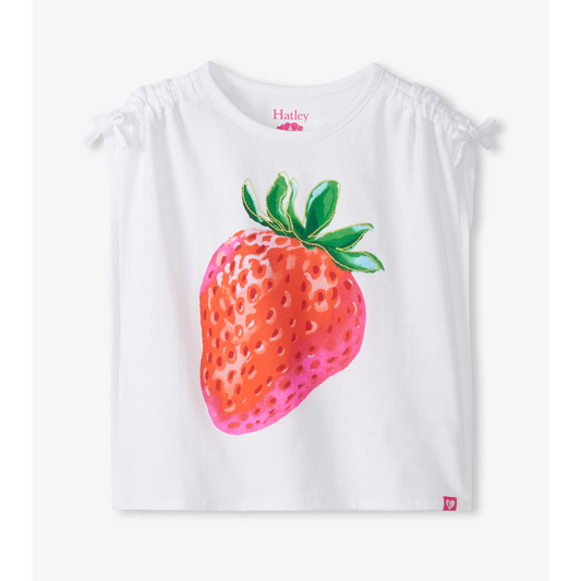 Strawberry cinched shoulder top