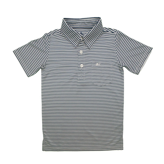 Inshore perf stripe s/s polo - navy stripe