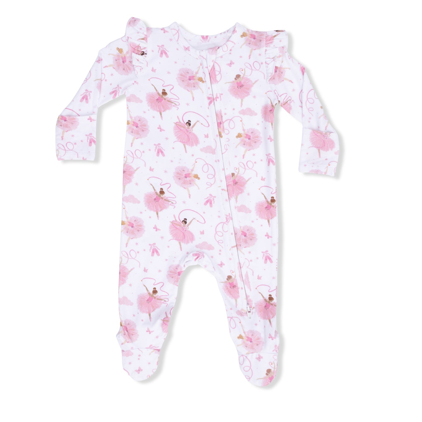 Ribbon ballerinas 2 way ruffle sleeve footie