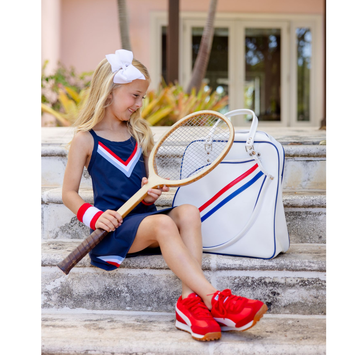 Prepletic little miss tennis dress - nantucket navy/rred/wawhite