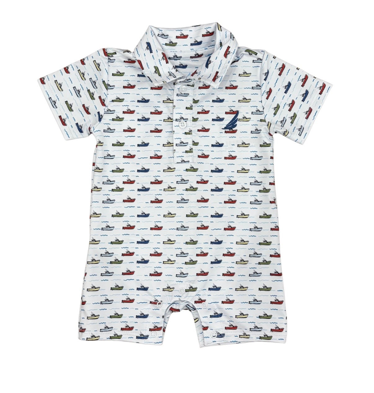 Banks polo romper - white boat