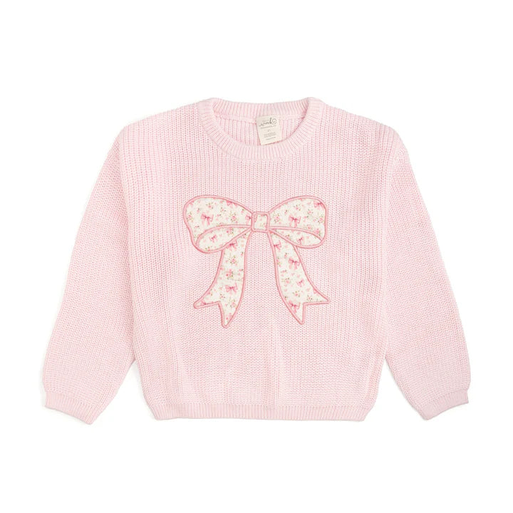 Ditsy floral bow knit sweater