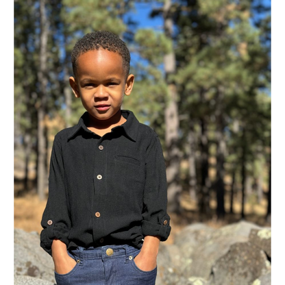 Atwood l/s button down - black