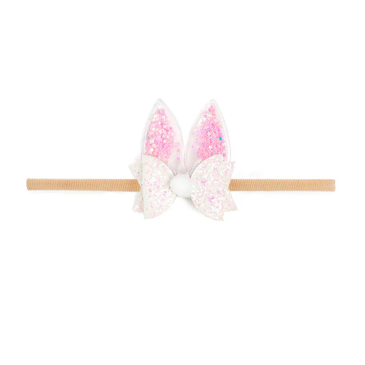 Shaker Easter bunny ear bow baby headband