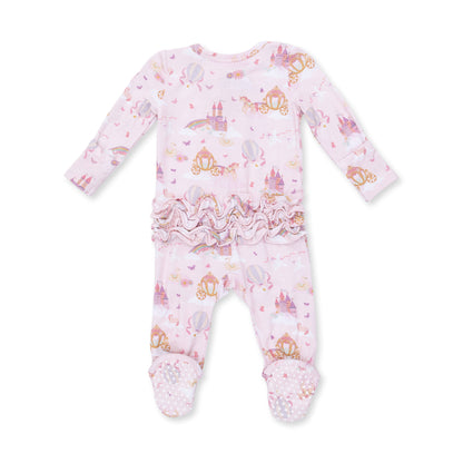 Princess unicorns & castle 2way ruffle back footie