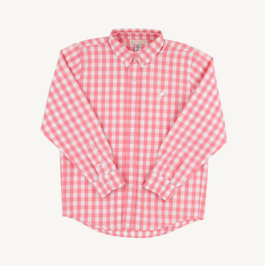 Dean's list dress shirt - parrot cay coral check