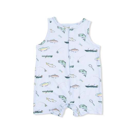 Fishing sleeveless shortie romper