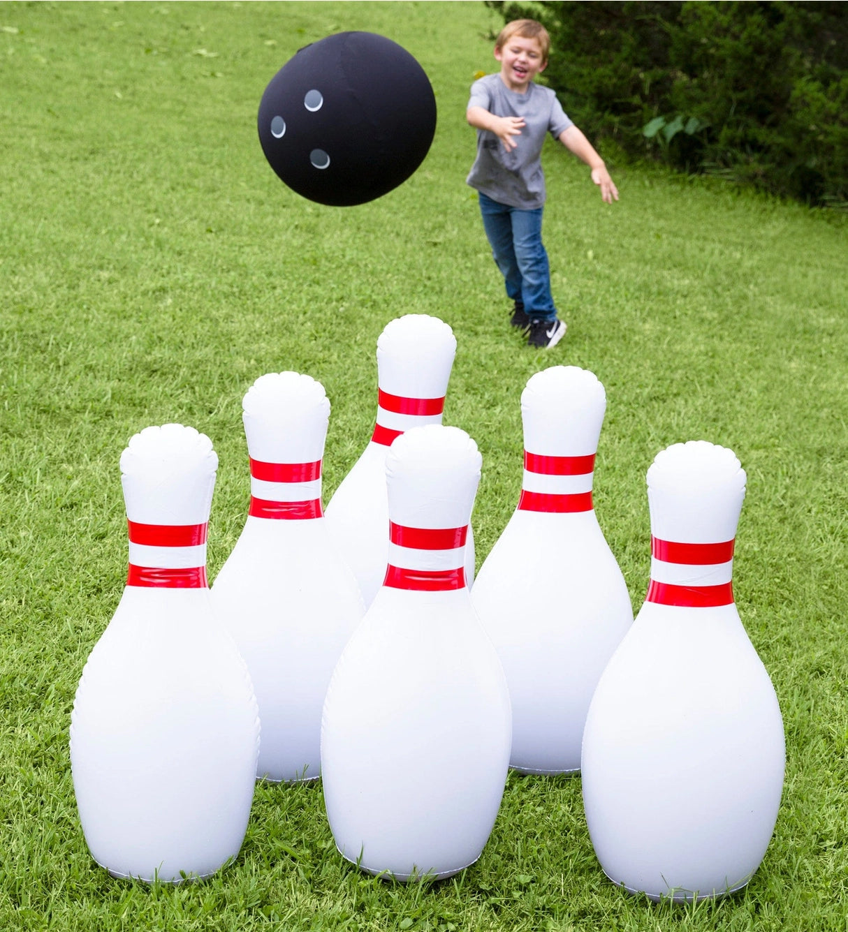 Giant inflatable bowling game