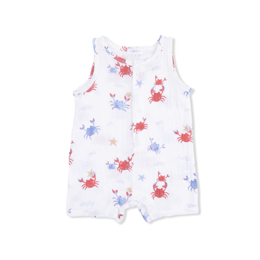 Crayon crabs sleeveless shortie romper