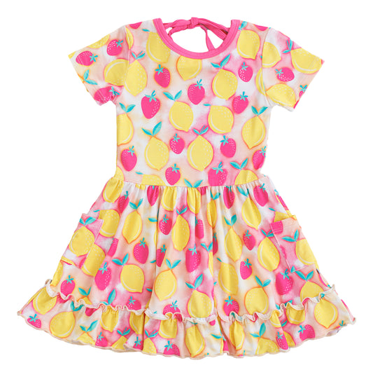 Summer birdie dress - lemons & strawberries