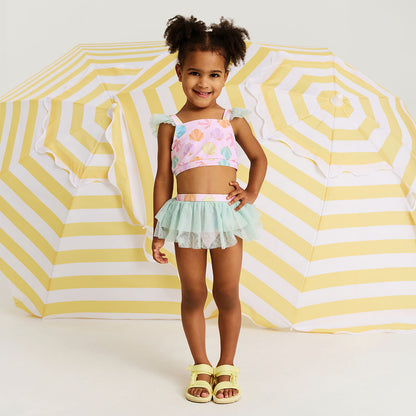 Shelly pink ruffled tulle two piece set