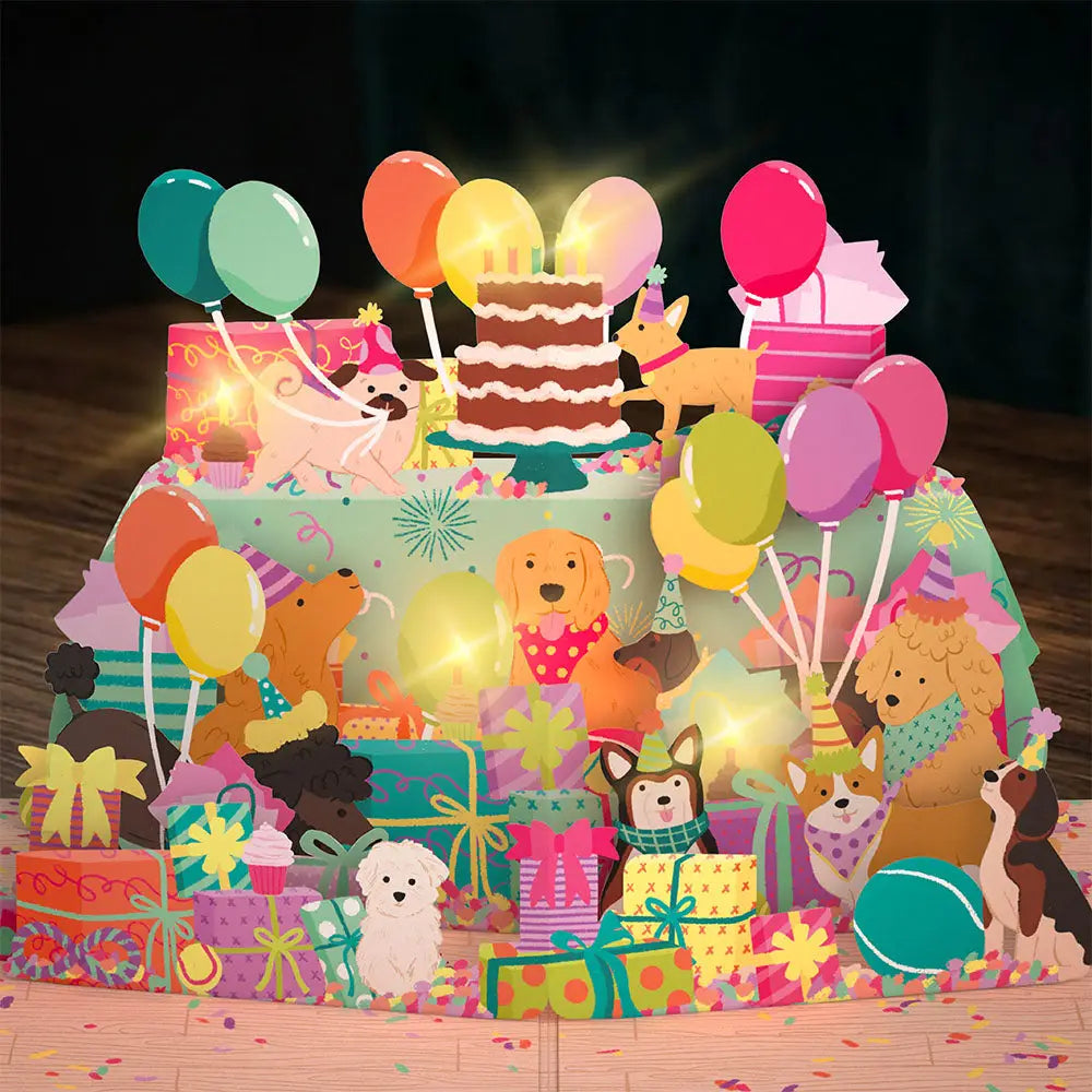 Birthday pawty pups music and lights card