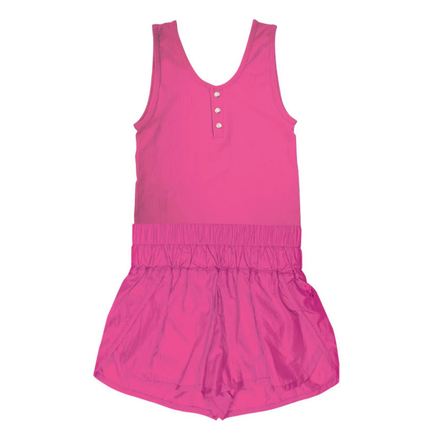 Solid running romper - hot pink