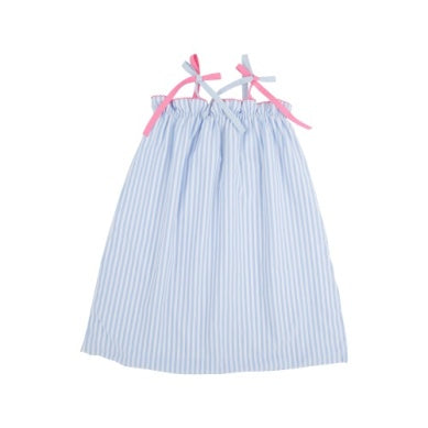 Laineys little dress - bsblue stripe/hhpink