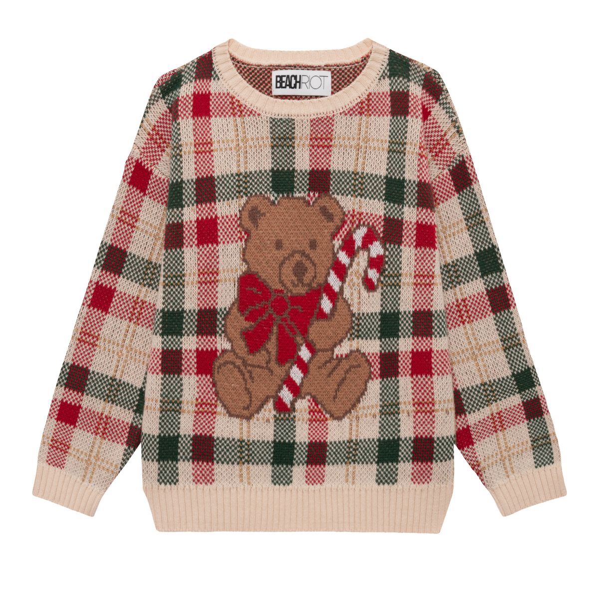 Little callie sweater - teddy bear plaid
