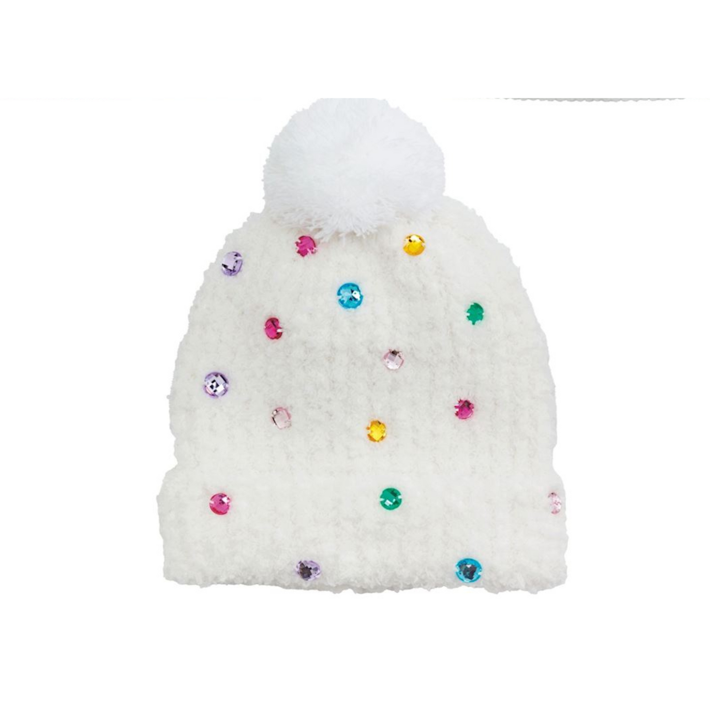 Rainbow dots rhinestone beanie