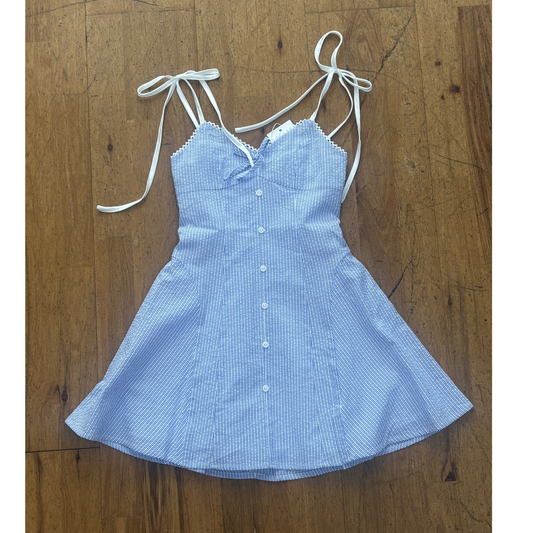 Daria dress - baby blue seersucker