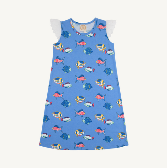 Sleeveless polly play eyelet dress - here fishy fishy