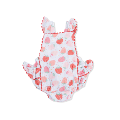 Strawberry bliss ric rac ruffle sunsuit