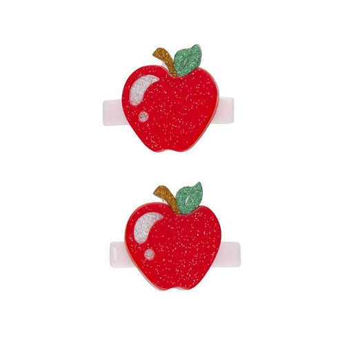 Apple glitter red alligator clips