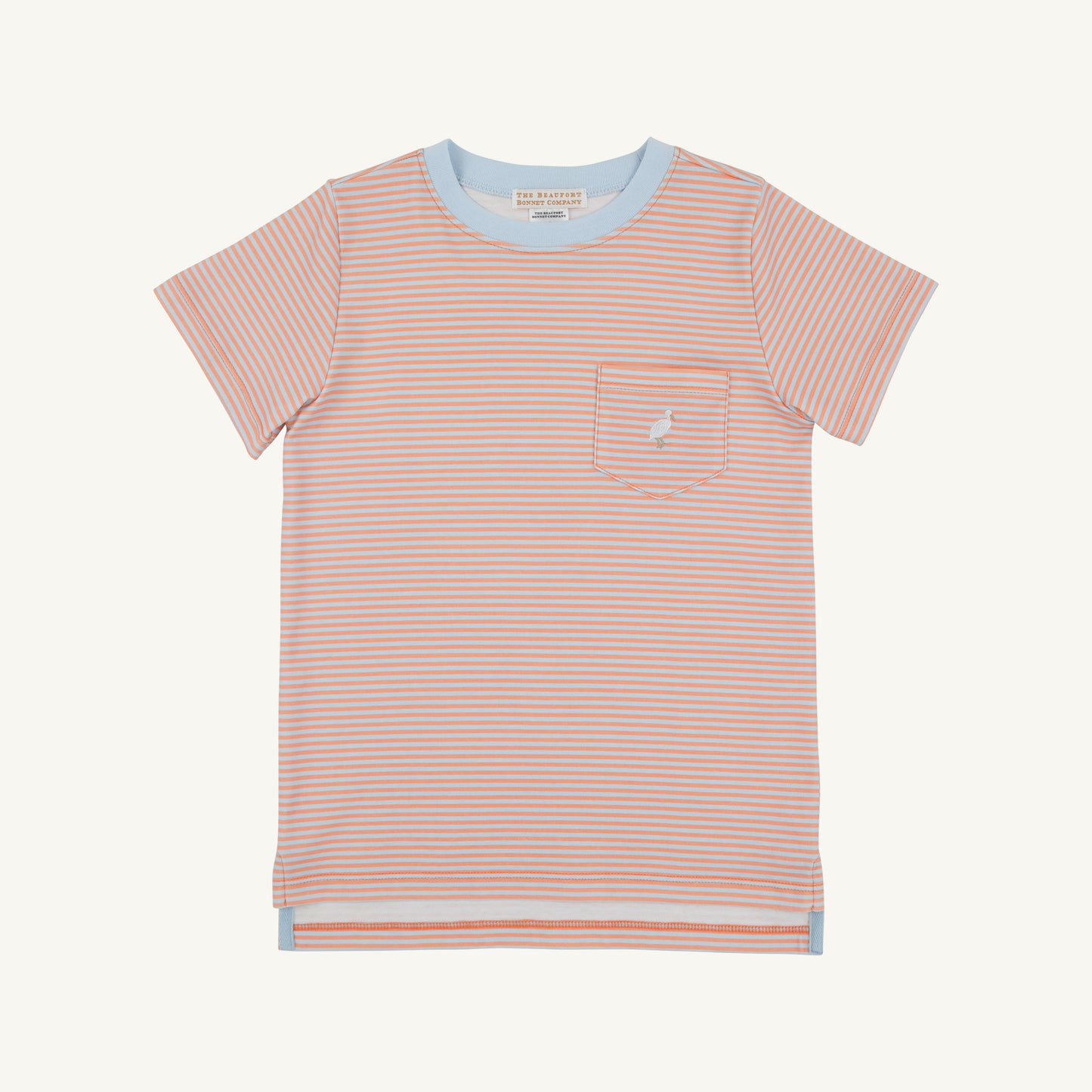 Carter crewneck - seashore sherbet and buckhead blue stripe