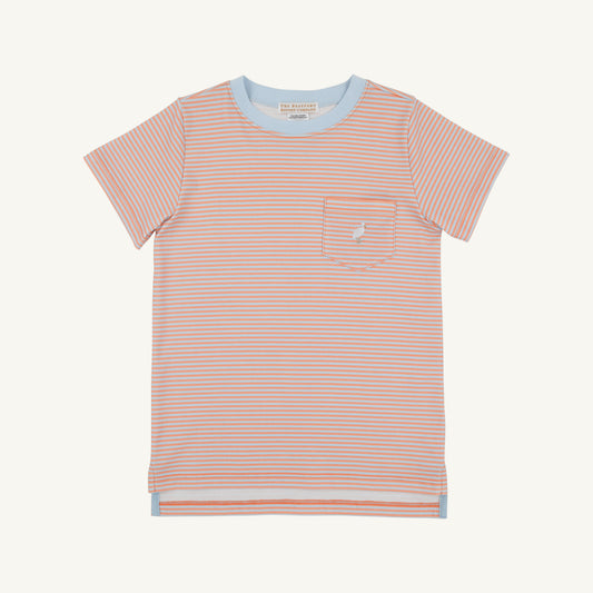Carter crewneck - seashore sherbet and buckhead blue stripe
