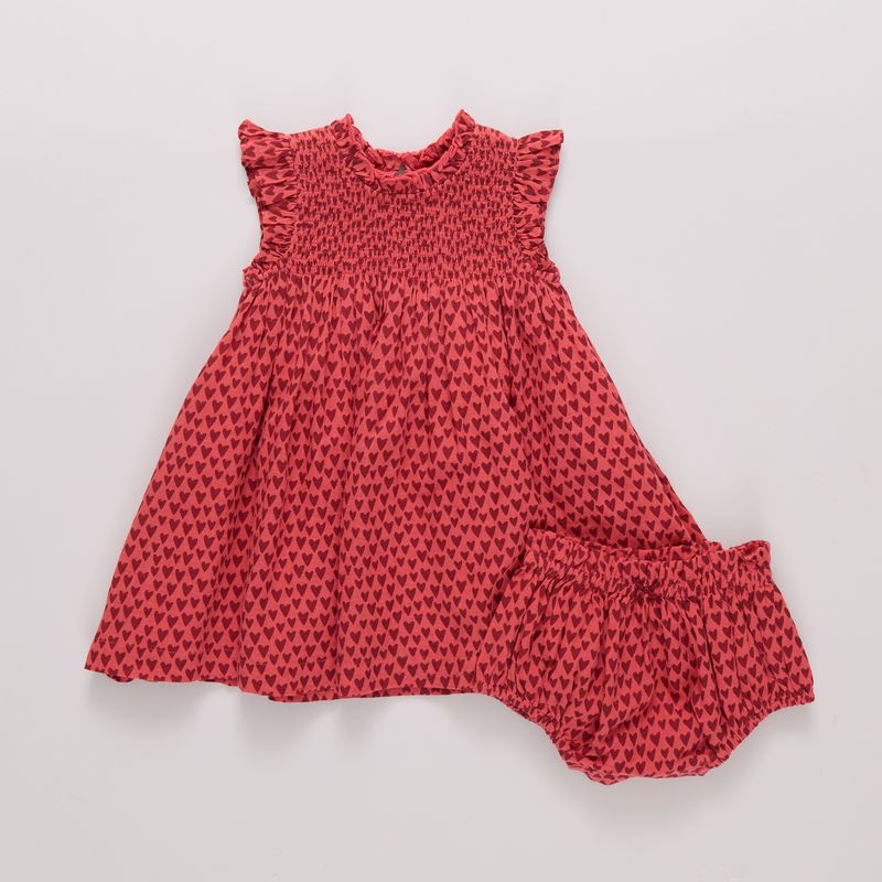 Baby girl stevie dress - red mini hearts