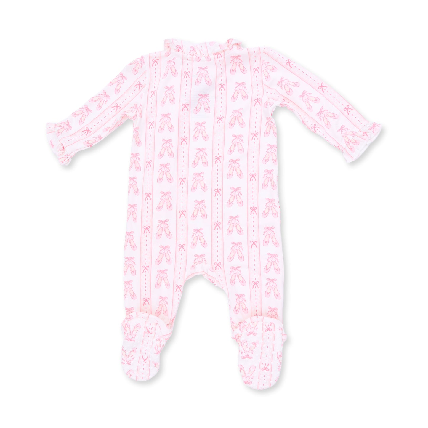 Ballet shoes ribbon stripe kimono ruffle footie
