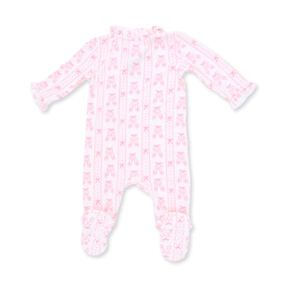 Ballet shoes ribbon stripe kimono ruffle footie