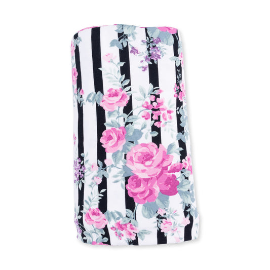 Cabbage rose stripe swaddle blanket